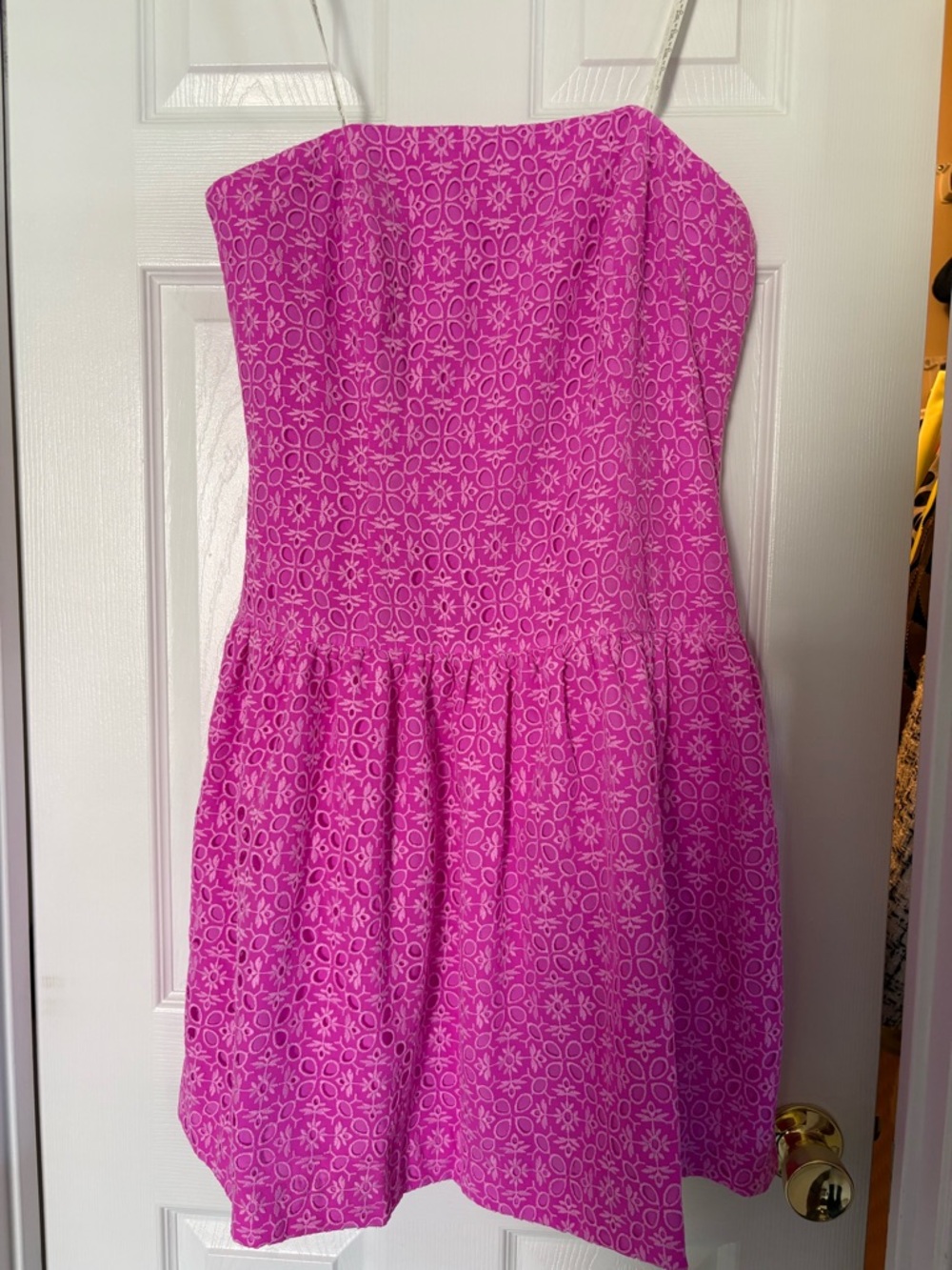 Lilly Pulitzer Hot Pink Embroidered Strapless Dress